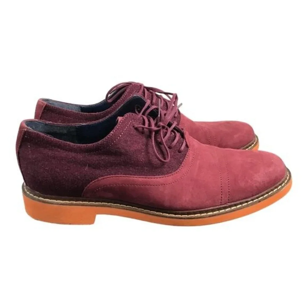 Cole Haan Nike Air‎ Mens 9.5 Maroon Suede 2 Tone Leather Oxford Lace Up Shoes